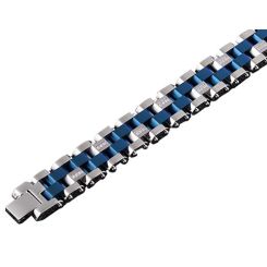 **COI Titanium Blue Silver Cubic Zirconia Bracelet With Stainless Steel Clasp(Length: 8.50 inches)-9759AA
