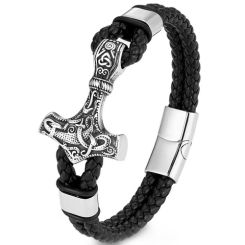 **COI Titanium Black/Silver Anchor Bracelet With Steel Clasp(Length: 9.06 inches)-9779AA