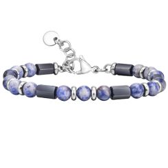**COI Titanium Hematite & Black Onyx Bracelet With Steel Clasp(Length: 8.26 inches)-9806AA