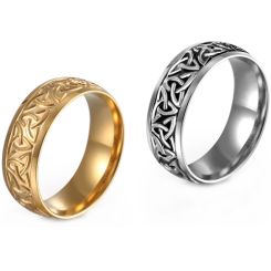 **COI Titanium Black Silver/Gold Tone Trinity Knots Celtic Ring-9817AA