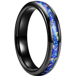 **COI Tungsten Carbide Black/Rose/Gold Tone/Silver Crushed Opal Dome Court Ring-9837AA