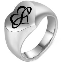 **COI Titanium Black/Gold Tone/Silver Infinity Heart Ring-9909AA
