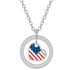 **COI Titanium Gold Tone/Rose/Silver Heart Pendant With American Flag-9926AA