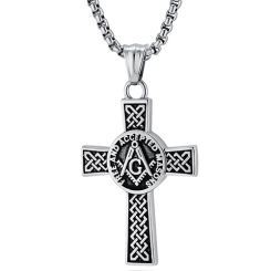 **COI Titanium Gold Tone/Silver/Gold Tone & Silver Masonic Freemason Cross Pendant-9931AA