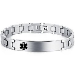 **COI Titanium Medical Alert Bracelet With Steel Clasp(Length: 8.27 inches)-9974AA