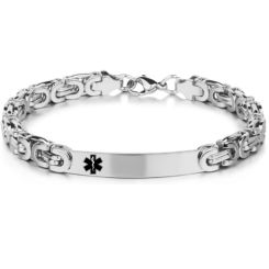 **COI Titanium Black/Gold Tone/Silver Medical Alert Bracelet With Steel Clasp(Length: 8.46 inches)-9975AA