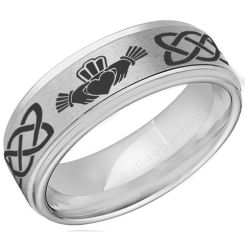 *COI Titanium Mo Anam Cara Celtic Step Edges Ring-JT5049