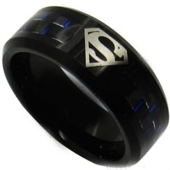 *COI Black Tungsten Carbide Super Man Carbon Fiber Ring-TG873