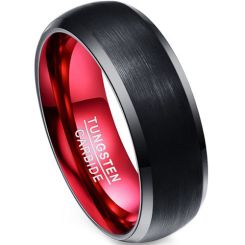 COI Tungsten Carbide Black Red Beveled Edges Ring-TG1127