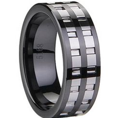 COI Black Tungsten Carbide Ring With Ceramic-TG1832(Size: US14)