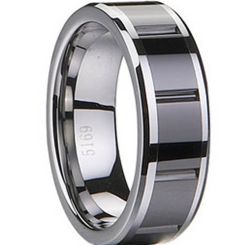 COI Black Tungsten Carbide Ring With Ceramic-TG1833(Size:US11)