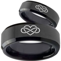 **COI Black Tungsten Carbide Infinity Heart Ring-TG2058