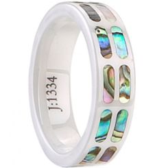 COI Ceramic Ring With Abalone Shell - TG2262(Size:US5.5/7.5/8.5)