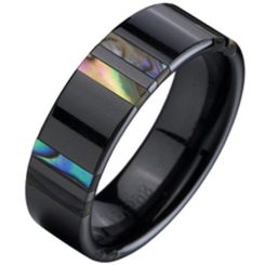 COI Black Tungsten Carbide Ring With Shell-TG2334(Size US12)