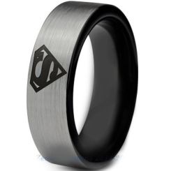 **COI Tungsten Carbide Black Silver Super Man Ring-TG2776