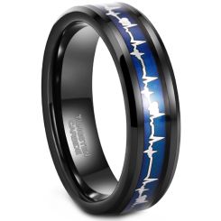COI Tungsten Carbide Heartbeat Ring With Carbon Fiber-TG2795