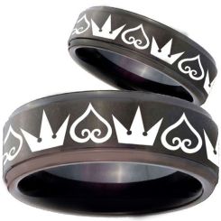 COI Black Tungsten Carbide Kingdom & Heart Ring-TG2883