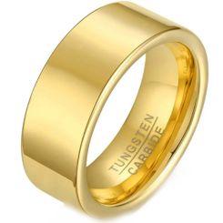 *COI Gold Tone Tungsten Carbide Polished Shiny Pipe Cut Flat Ring-TG288AA