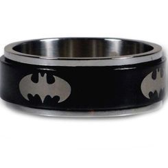 *COI Tungsten Carbide Black Silver Bat Man Ring-TG2961