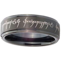 *COI Black Tungsten Carbide Lord The Rings Ring Power-TG3168