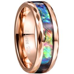 COI Rose Tungsten Carbide Faceted Abalone Shell Ring-TG3460