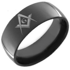 *COI Black Tungsten Carbide Masonic Dome Court Ring-TG383AA