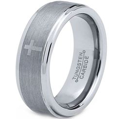 *COI Tungsten Carbide Cross Step Edges Ring-TG5154