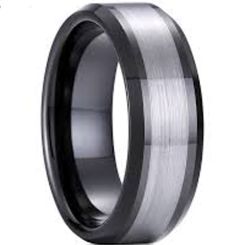 COI Tungsten Carbide Center Line Beveled Edges Ring-TG4576AA