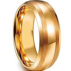 COI Gold Tone Tungsten Carbide Dome Court Ring-TG4608