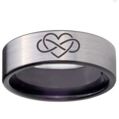 *COI Tungsten Carbide Infinite Heart Pipe Cut Flat Ring-TG4675BB