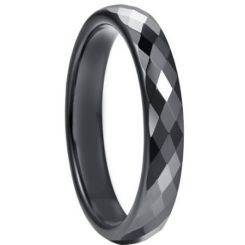 COI Black Tungsten Carbide 4mm Faceted Wedding Band Ring-5264
