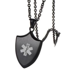 ***COI Black Titanium Medical Alert Pendant-00016AA