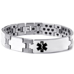 ***COI Titanium Medical Alert Bracelet With Steel Clasp(Length: 8.27 inches)-00034AA