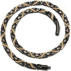 **COI Titanium Black Gold Tone Necklace With Steel Clasp(Length: 19.29 inches)-00037AA