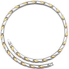 **COI Titanium Gold Tone Silver Necklace With Steel Clasp(Length: 20.47 inches)-00038AA