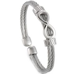***COI Titanium Black/Gold Tone/Silver Infinity Bracelet With Steel Clasp(Length: 7.87 inches)-00049AA