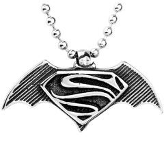 ***COI Titanium Black Silver Super Man & Bat Man Pendant-00065AA