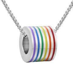 ***COI Titanium Gold Tone/Silver Rainbow Color Pendant-00067AA