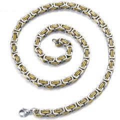 ***COI Titanium Gold Tone Silver Necklace With Steel Clasp(Length: 21.7 inches)-00068AA