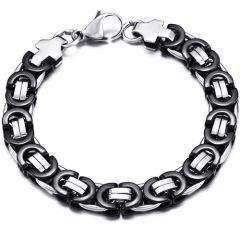 ***COI Titanium Black Silver Bracelet With Steel Clasp(Length: 8.66 inches)-00070AA