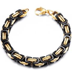 ***COI Titanium Black Gold Tone Bracelet With Steel Clasp(Length: 8.66 inches)-00071AA