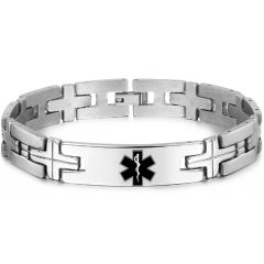 ***COI Titanium Medical Alert Bracelet With Steel Clasp(Length: 8.66 inches)-00075AA