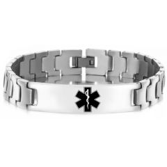 ***COI Titanium Medical Alert Bracelet With Steel Clasp(Length: 8.07 inches)-00076AA