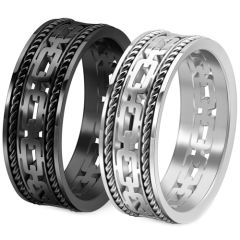 COI Titanium Black/Gold Tone/Silver Key Chain Link Celtic Ring With Wire-00115AA