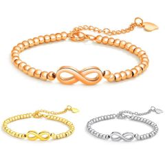 ***COI Titanium Rose/Gold Tone/Silver Infinity Bracelet With Steel Clasp(Length: 8.27 inches)-00121AA