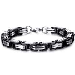 ***COI Titanium Black Silver/Black Bracelet With Steel Clasp(Length: 9.06 inches)-00141AA