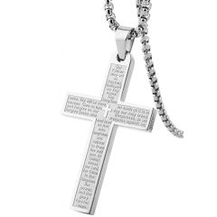***COI Titanium Black/Gold Tone/Silver Cross Prayer Pendant-00152AA
