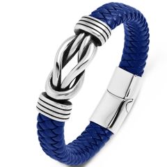 ***COI Titanium Infinity Genuine Leather Bracelet With Steel Clasp(Length: 7.87 inches)-00159AA