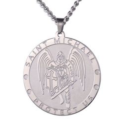 ***COI Titanium Gold Tone/Silver Saint Michael Protect Us Pendant-00224AA