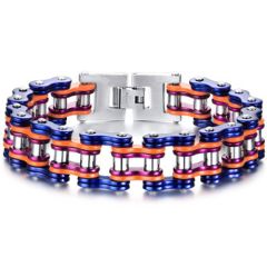 ***COI Titanium Blue Purple Orange Silver Bracelet With Steel Clasp(Length: 8.46 inches)-00230AA